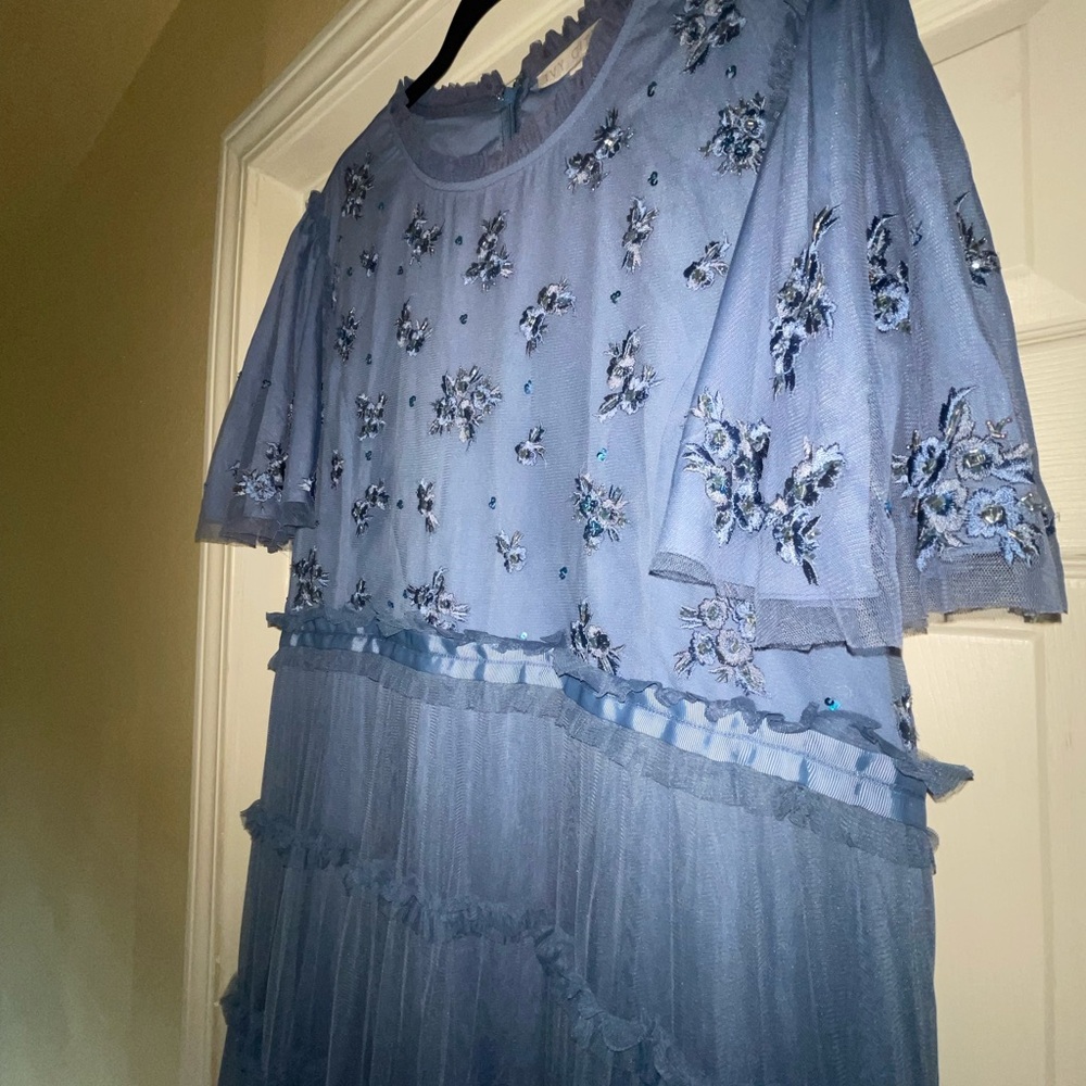 Ivy City Co Dusty Blue Embroidered Maxi Dress - Picture 3 of 6